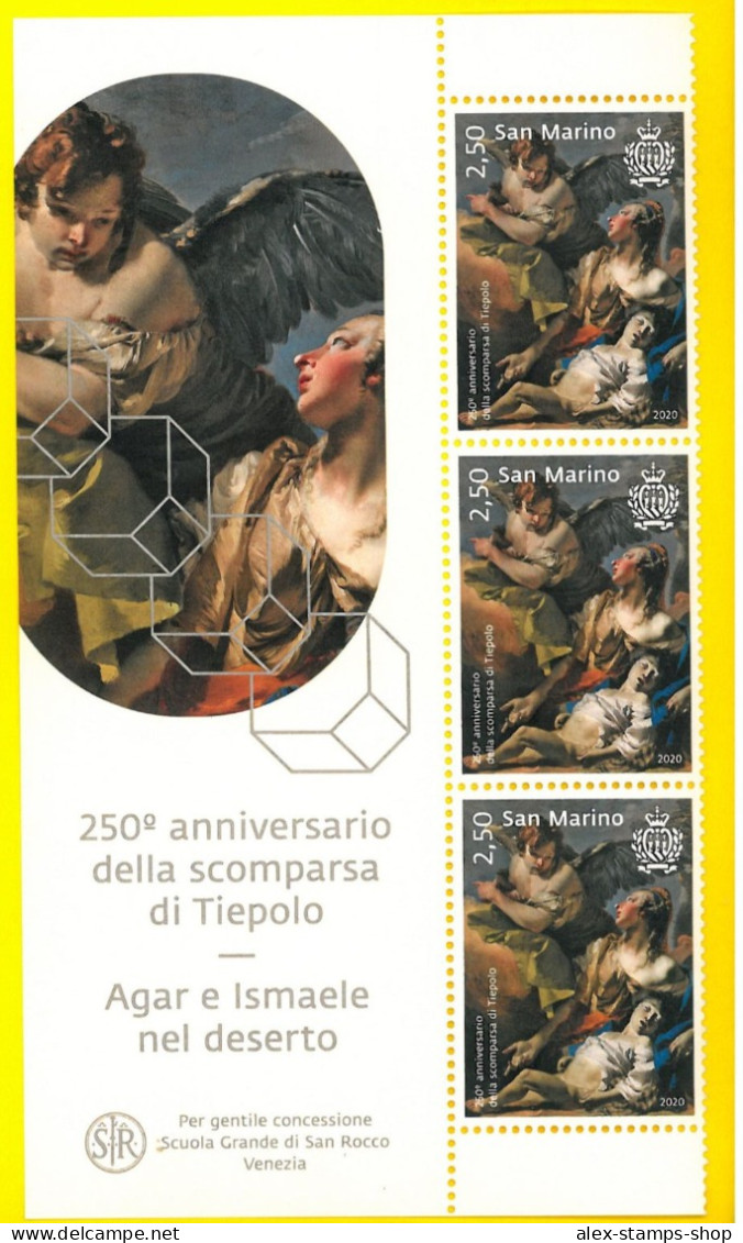 SAN MARINO 2020 BANDELLE 250° Anniversary GIAMBATTISTA TIEPOLO Pittore + 3 Val - Blocchi & Foglietti