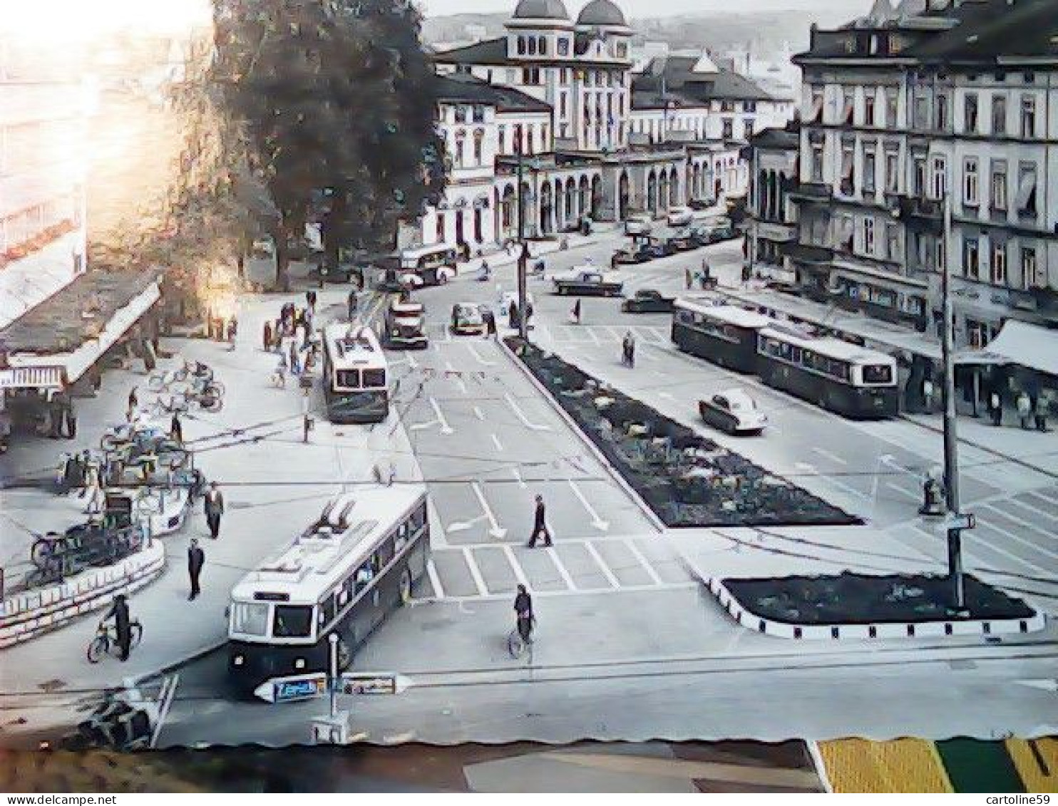 SUISSE  Winterthur Bahnhofplatz; Autobus, Saurer, Tram, Strassenbahn FILOBUS VB1961 JV5821 - Winterthur