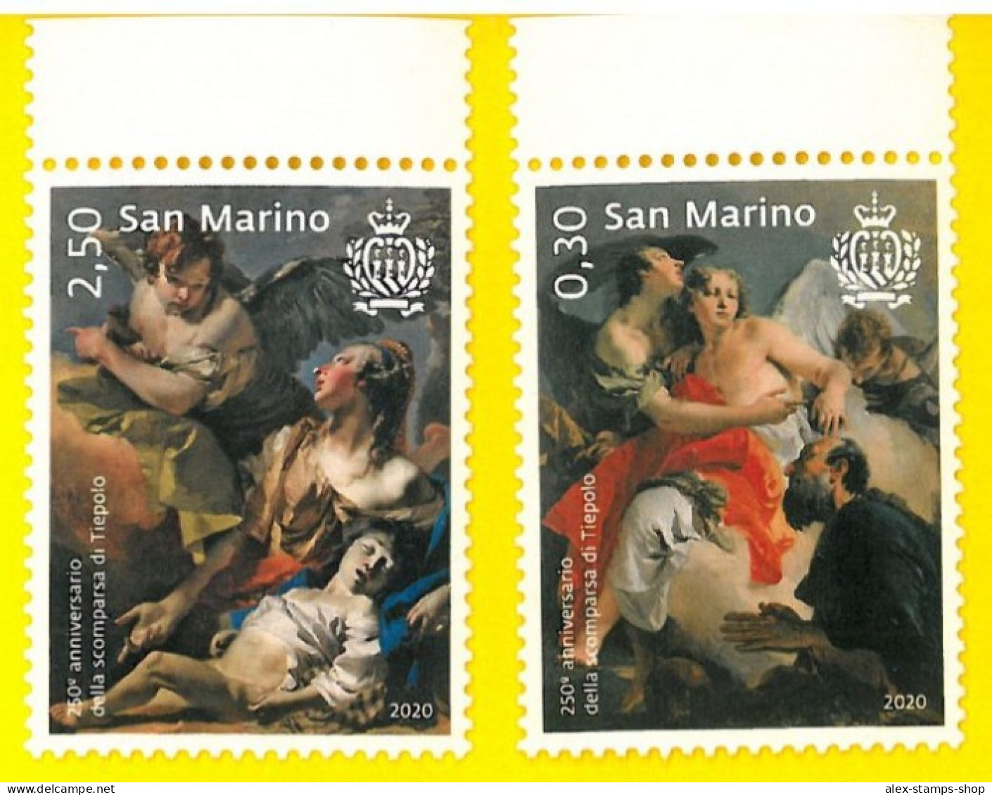 SAN MARINO 2020 250° Anniversary GIAMBATTISTA TIEPOLO Pittore - New Set 2 Val. - Nuevos