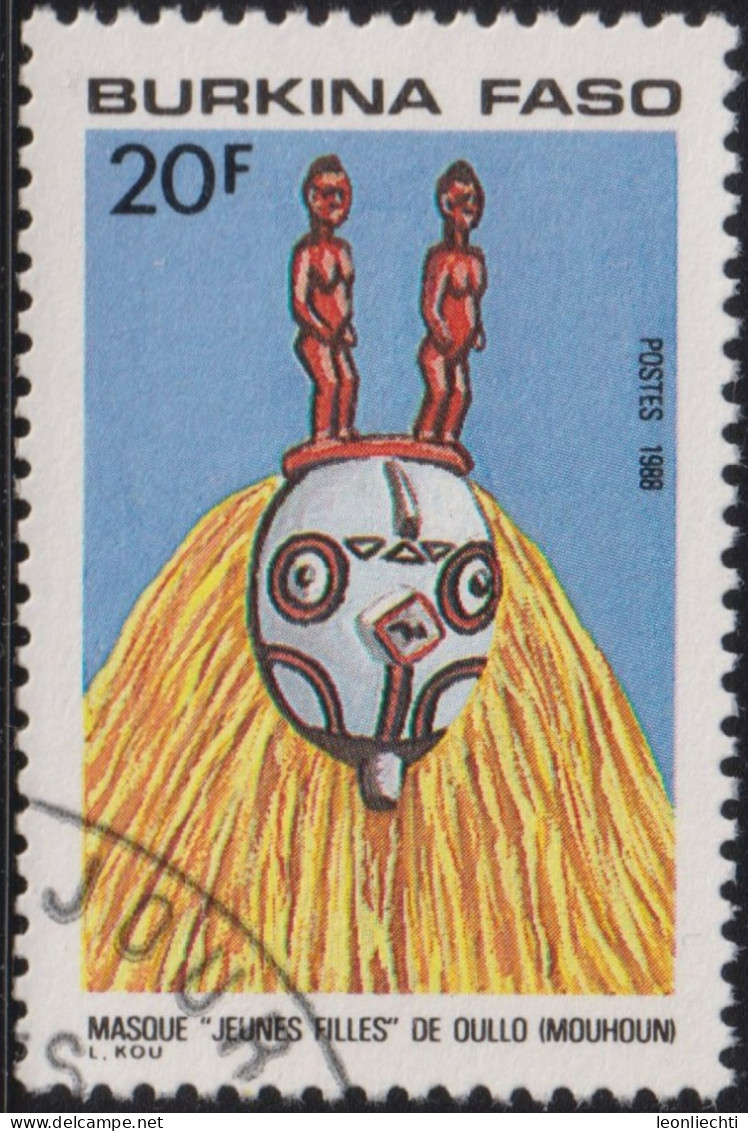 1988 Burkina Faso ° Mi:BF 1173, Sn:BF 843, Yt:BF 776, Sg:BF 939,Young Girls, Oullo, Ritual Masks - Burkina Faso (1984-...)