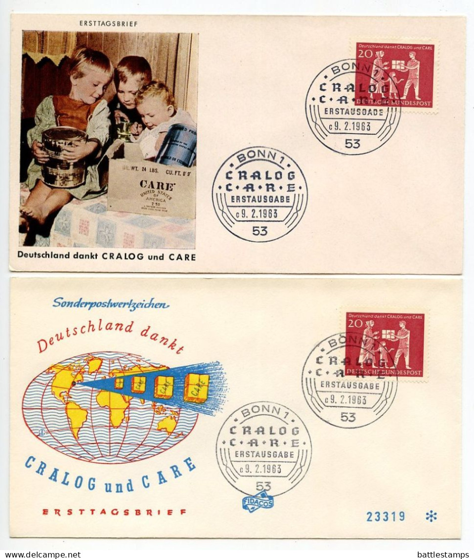 Germany, West 1963 2 FDCs Scott 855 CRALOG & CARE - 1961-1970