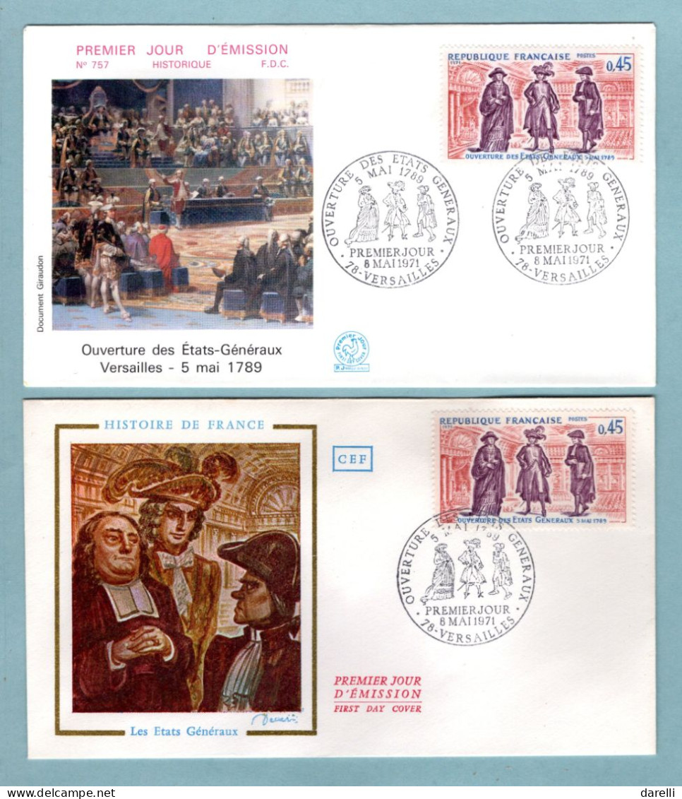 FDC France 1971 - Ouverture Des états Généraux  - YT 1678 - 78 Versailles - 1970-1979