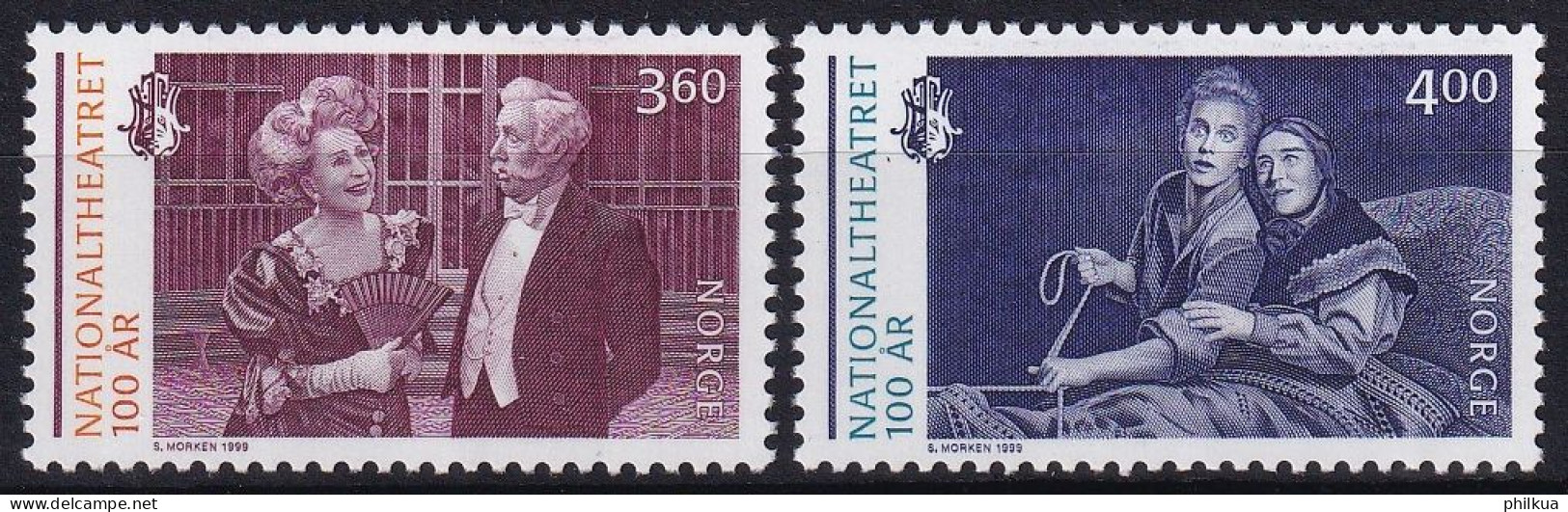 MiNr. 1333 - 1334 Norwegen  1999, 19. Nov. 100 Jahre Nationaltheater, Oslo - Postfrisch/**/MNH - Ongebruikt