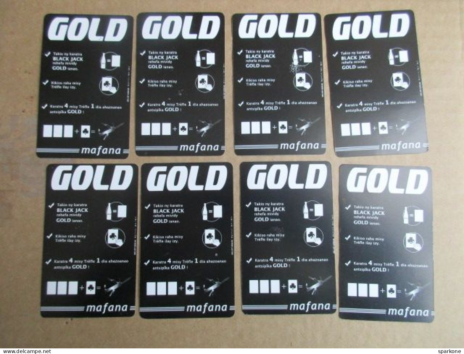 Publicité Mafana - 8 Cartes De Jeux - Gold Black Jack - Alcohols