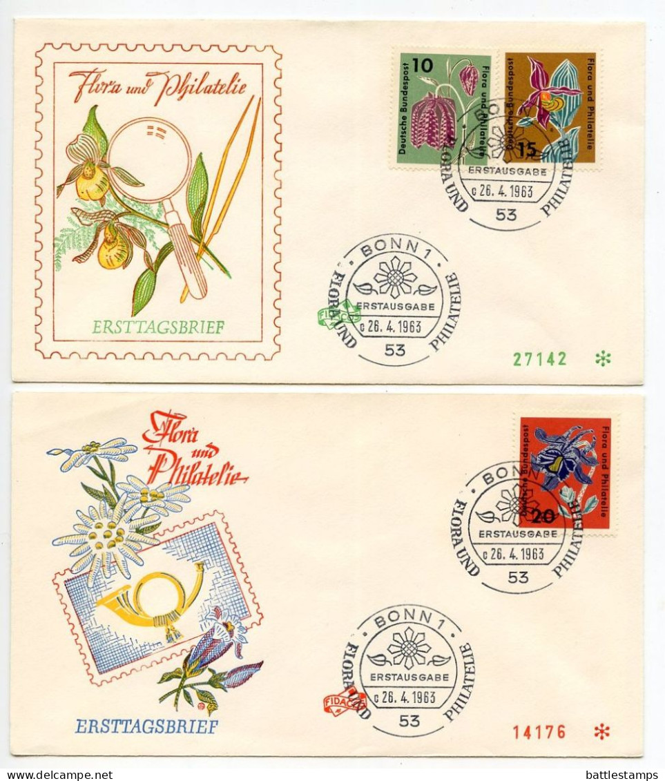 Germany, West 1963 4 FDCs Scott 857-860 Flowers, Flora & Philately Exhibition In Hamburg - 1961-1970