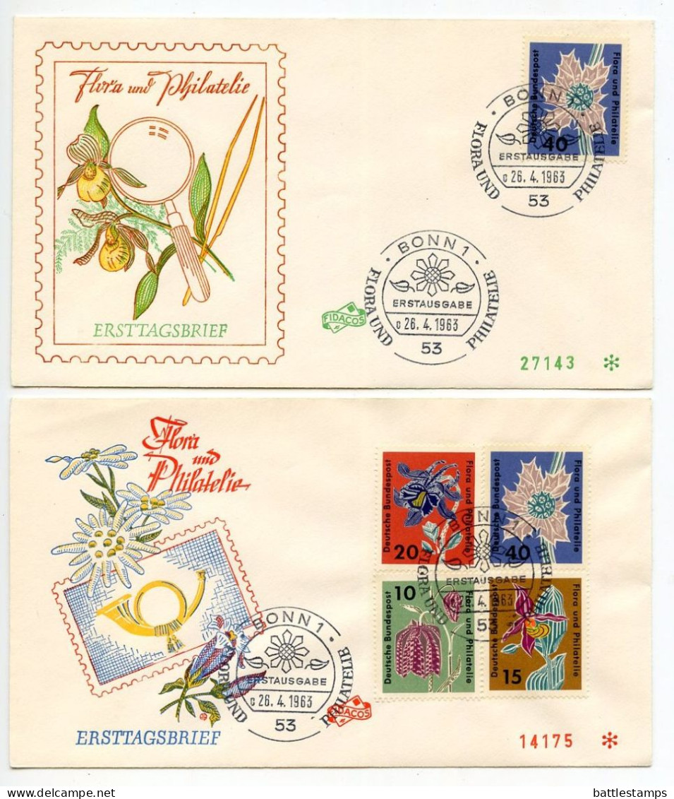 Germany, West 1963 4 FDCs Scott 857-860 Flowers, Flora & Philately Exhibition In Hamburg - 1961-1970