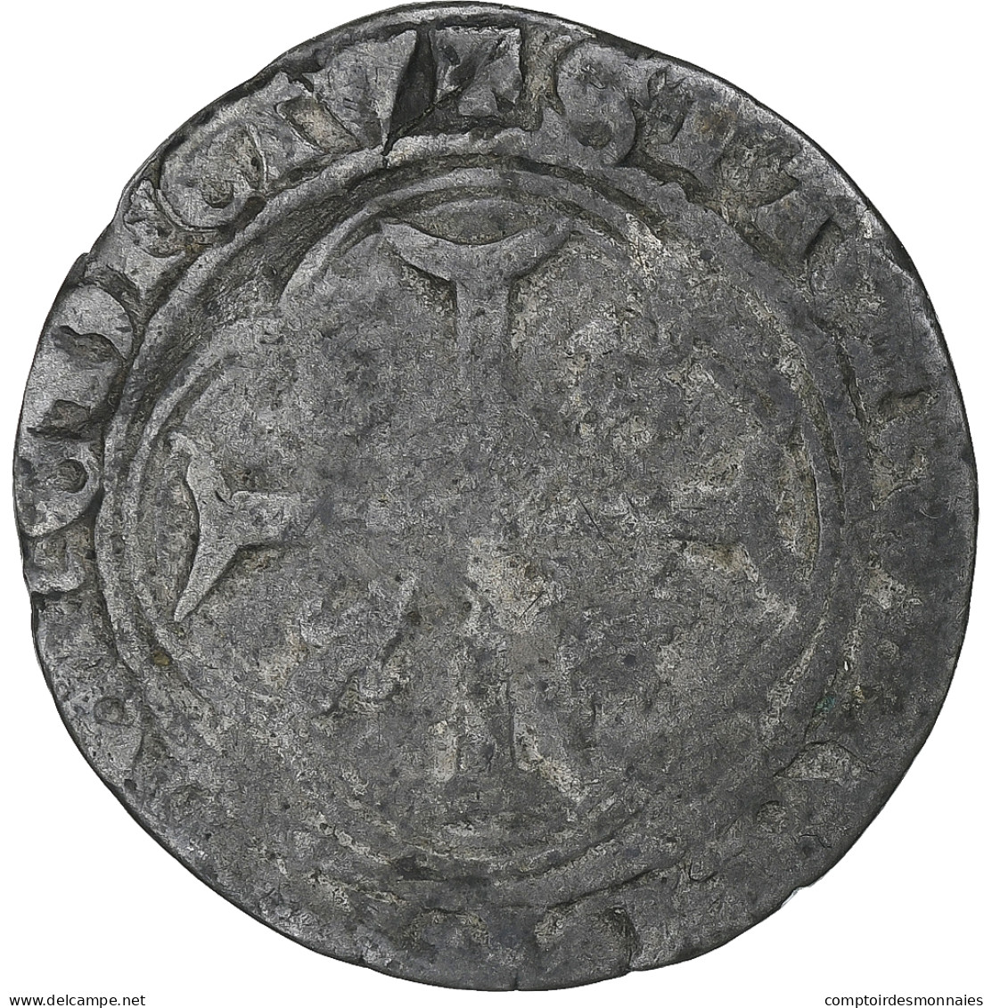 France, Charles VII, Blanc à La Couronne, Romans, Argent, TB+, Duplessy:519 - 1422-1461 Karel VII