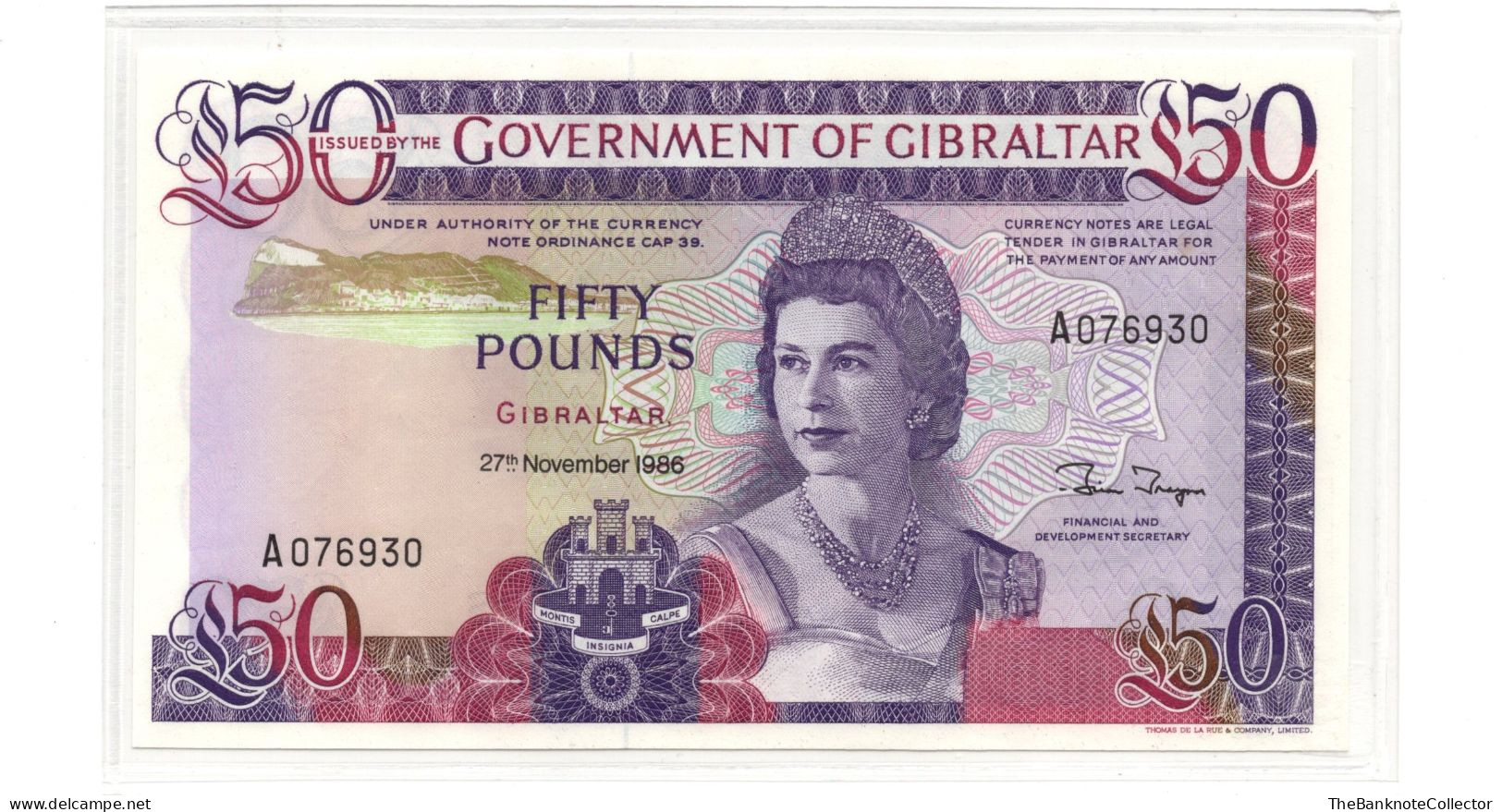 Gibraltar 50 Pounds 1986 QEII P-24 UNC - Gibraltar