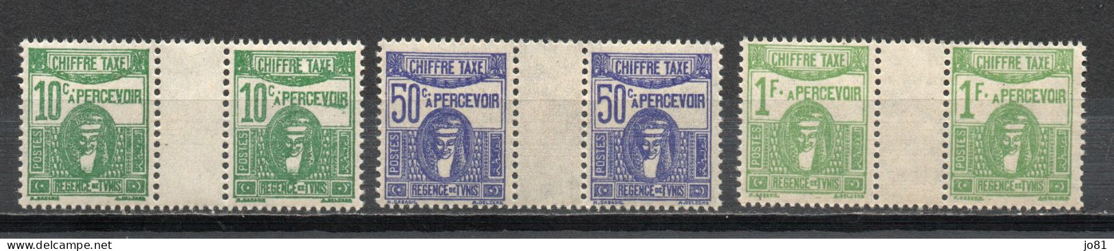 Tunisie Lot De 3 Taxe En Pont Neuf Sans Charnière XX MNH - Impuestos