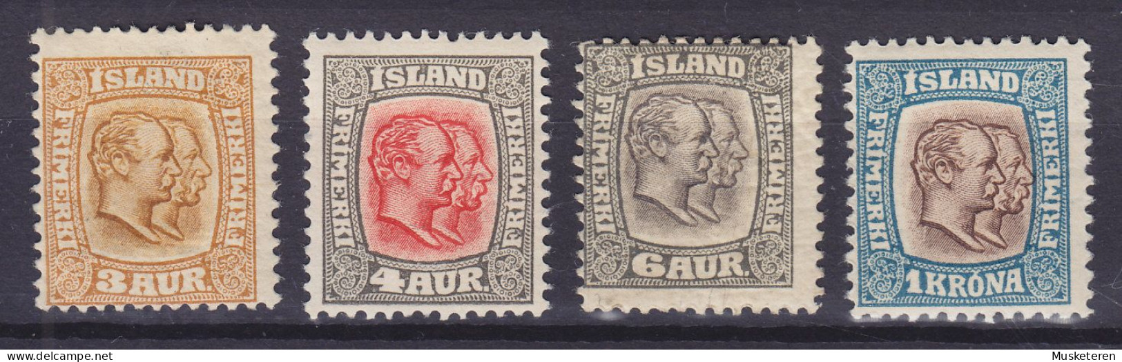 Iceland 1907 Mi. 49-50, 52, 60, 3 Aur, 4 Aur, 6 Aur, 1 Kr. Christian IX. & Frederik VIII., MH* (2 Scans) - Unused Stamps