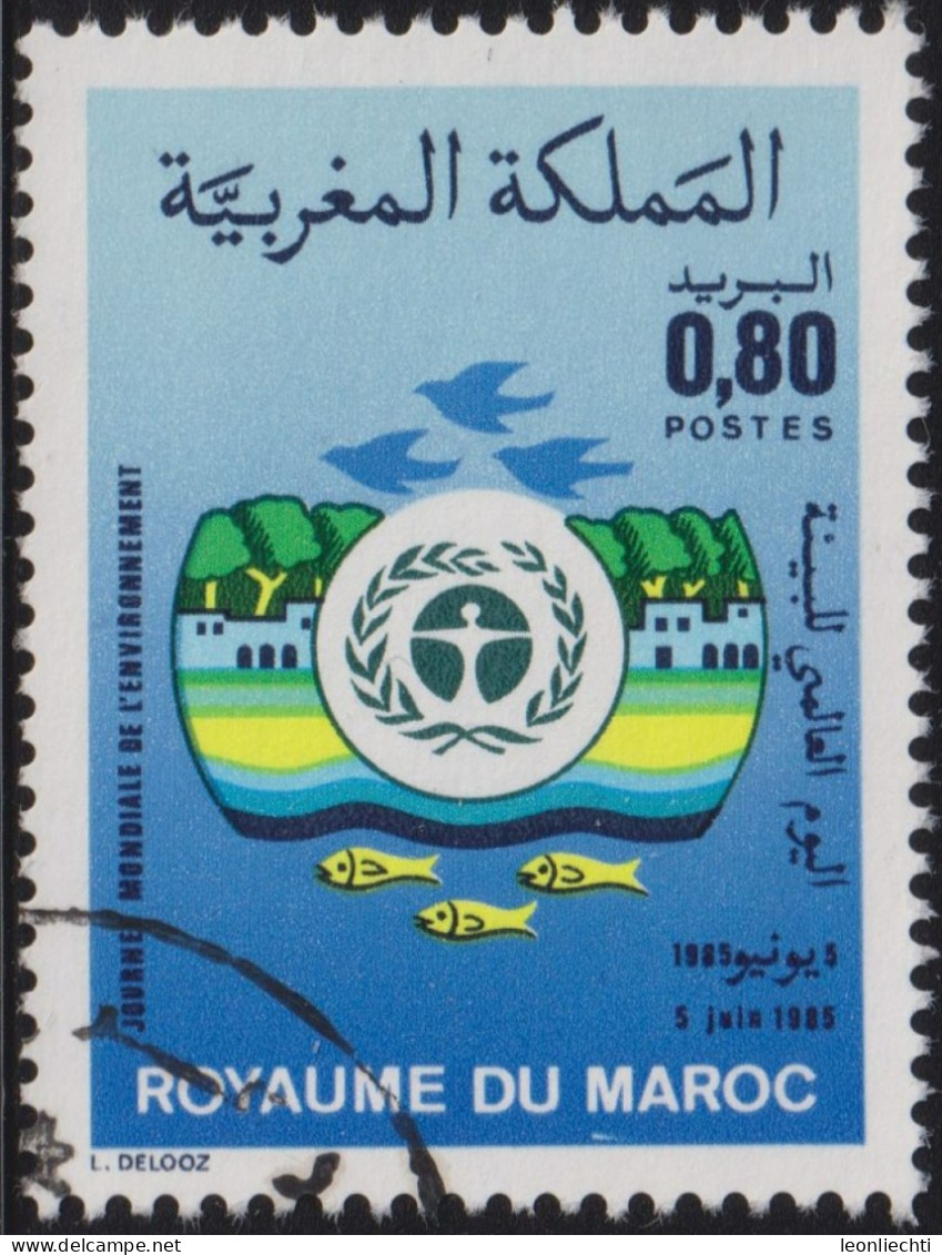 1985 Marokko ° Mi:MA 1072, Sn:MA 599, Yt:MA 985, Sg:MA 680, Emblem, Eco System, Fische - Maroc (1956-...)