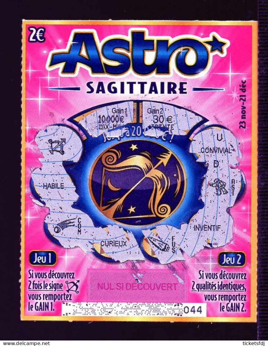 grattage FDJ - le ticket ASTRO 43301 ou 43302 au choix - FRANCAISE DES JEUX