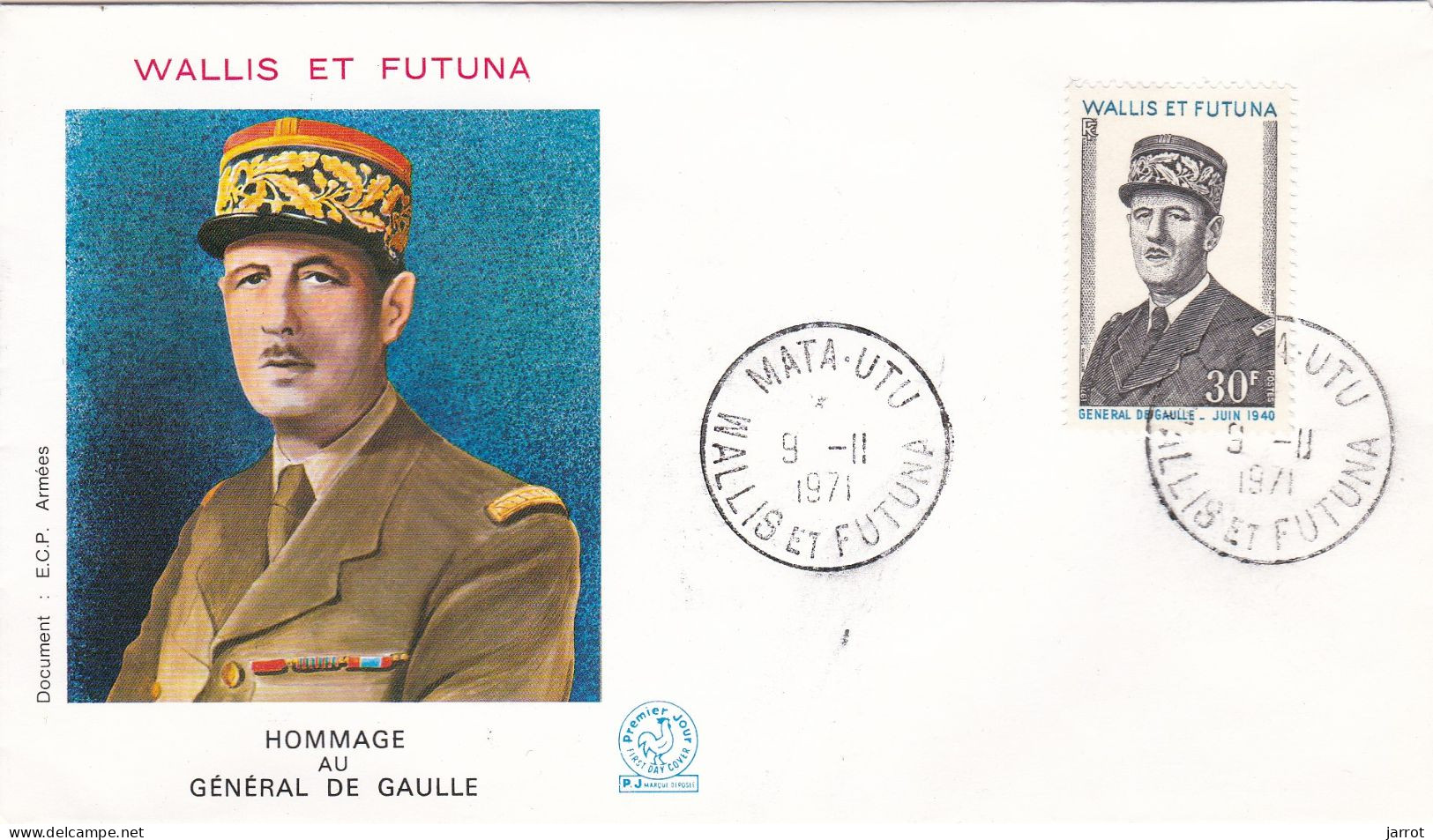 N° De Gaulle 9 Novembre 1971 - FDC