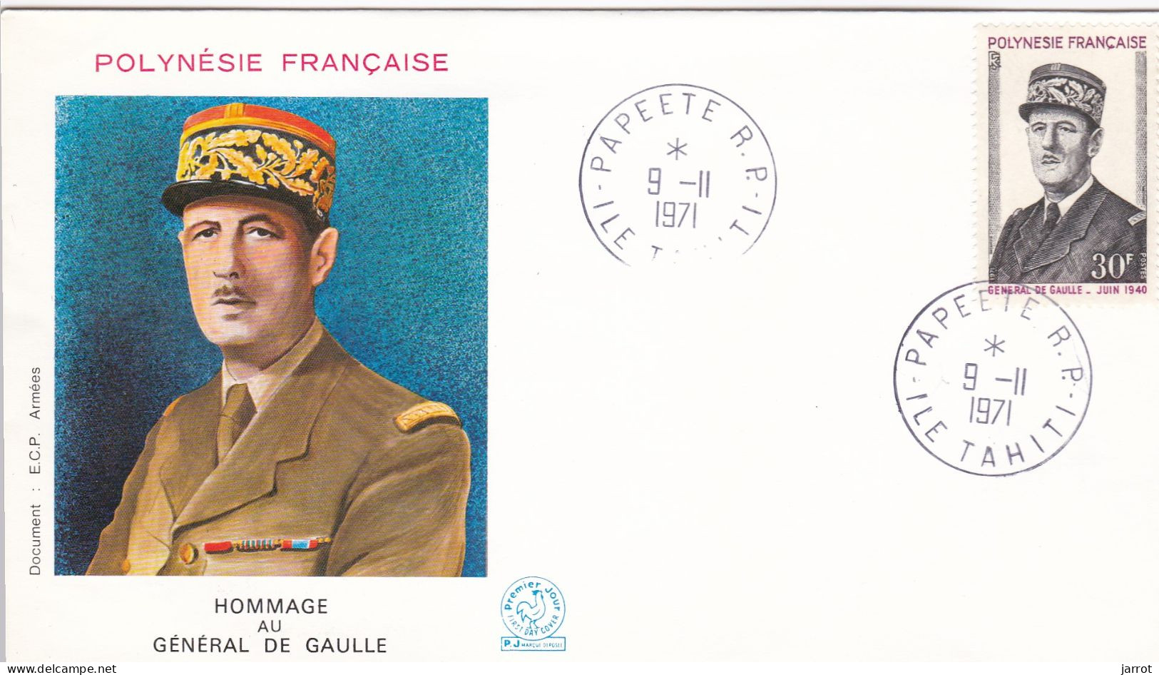 N° De Gaulle 9 Novembre 1971 - FDC