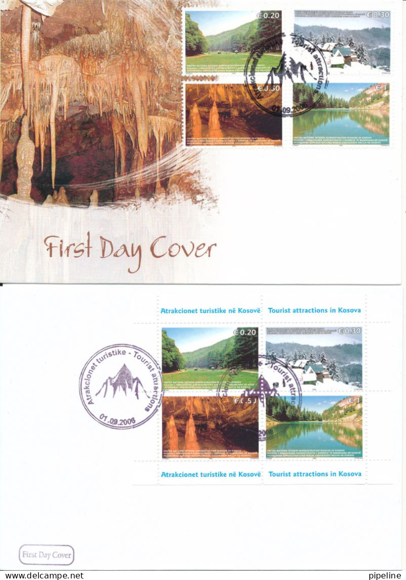 Kosovo FDC 1-9-2006 Tourism In Kosovo Complete Set Of 4 + Souvenir Sheet On 2 Covers With Cachet - Kosovo