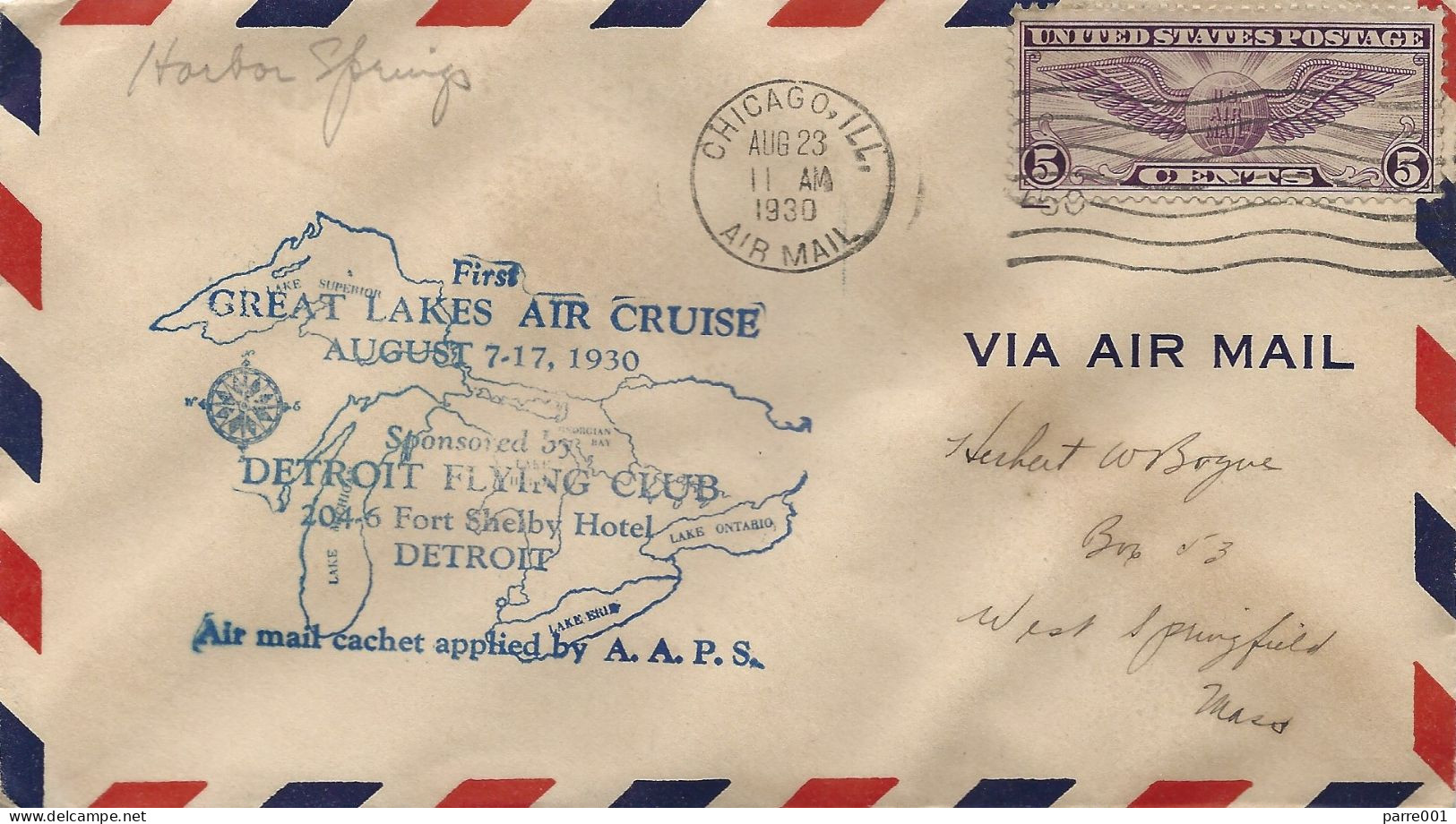 USA 1930 Chicago First Great Lakes Air Cruise Flight Cover - 1c. 1918-1940 Covers