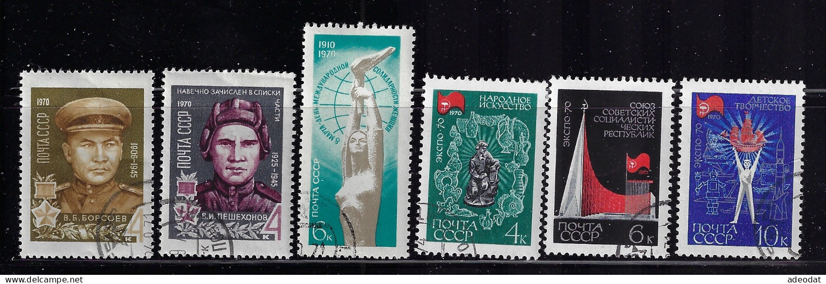 RUSSIA  1970 SCOTT #3702,3703,3705-3708 USED - Used Stamps