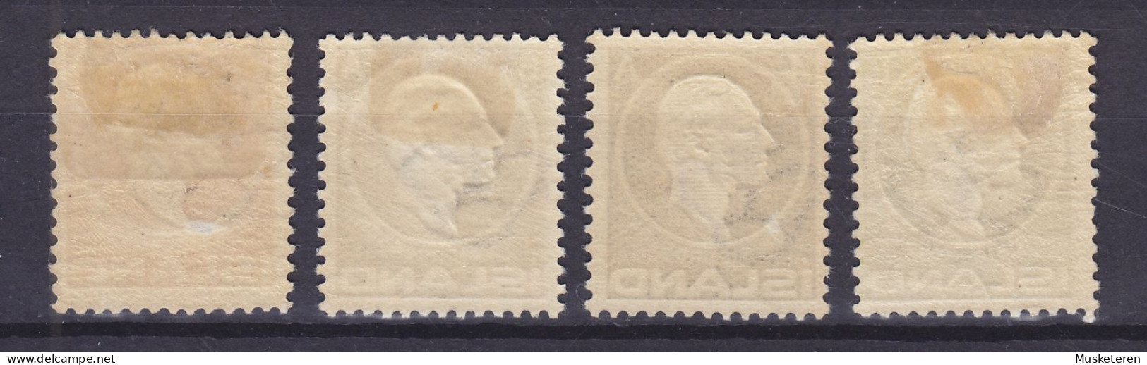 Iceland 1911 Mi. 63, 64-65, 68, 1 Aur, 4 Aur, 6 Aur, 25 Aur Jón Sigurdsson, MH* (2 Scans) - Unused Stamps