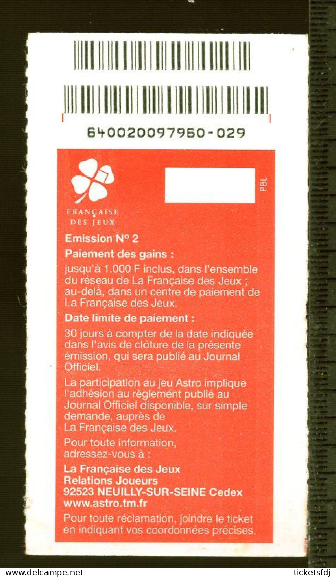 Grattage FDJ - Le Ticket ASTRO 64001 Ou 64002 Ou 64103 Au Choix - FRANCAISE DES JEUX - Lottery Tickets