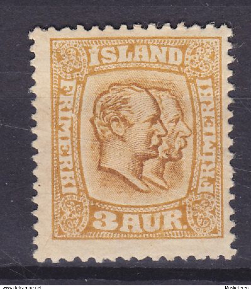 Iceland 1915 Mi. 77, 3 Aur, Christian IX. & Frederik VIII., MH* (2 Scans) - Ongebruikt