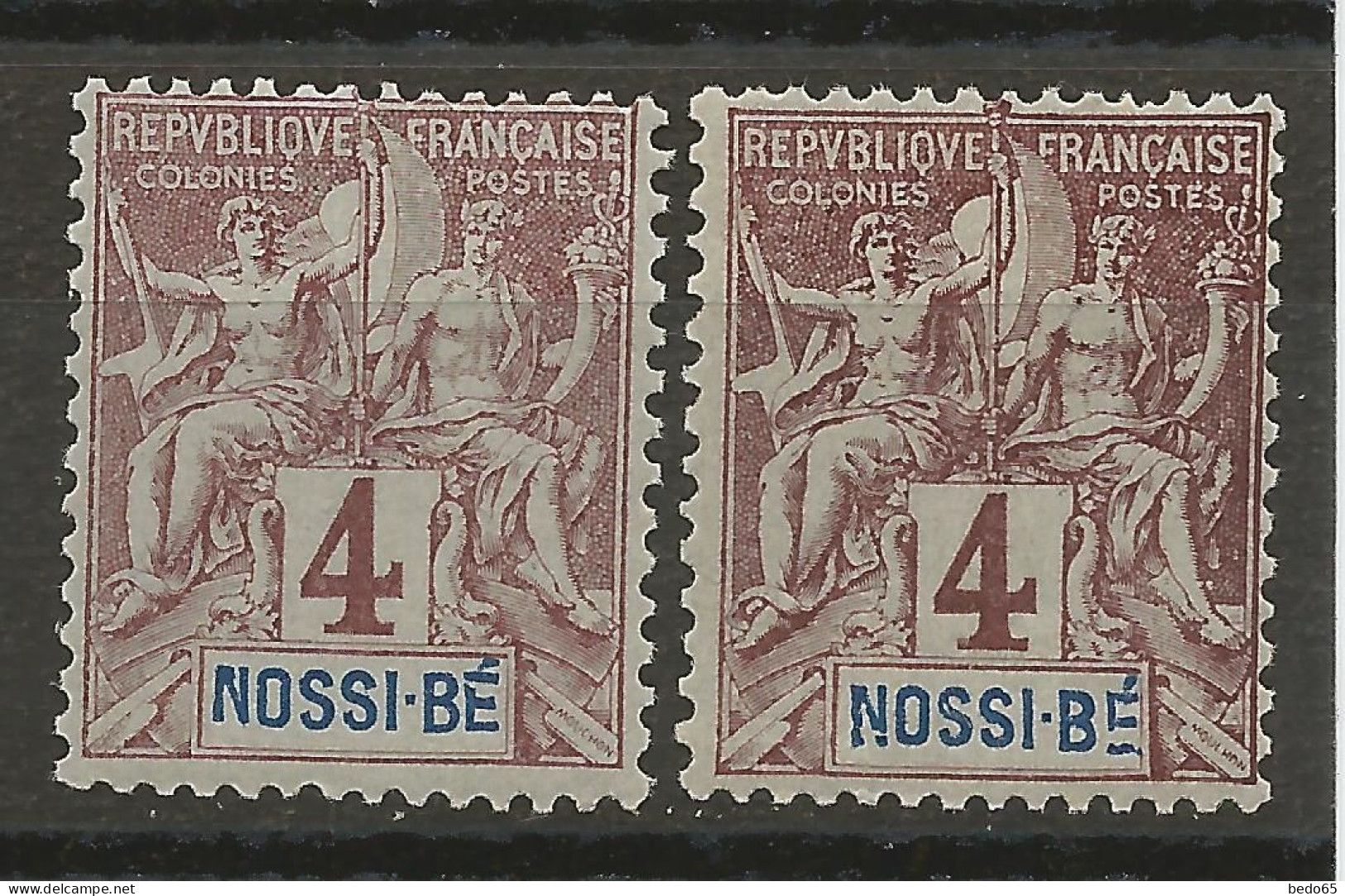 NOSSI-BE N° 29 X 2 Nuances Variétée E De BE Brisé NEUF** LUXE SANS CHARNIERE / Hingeless / MNH - Nuevos