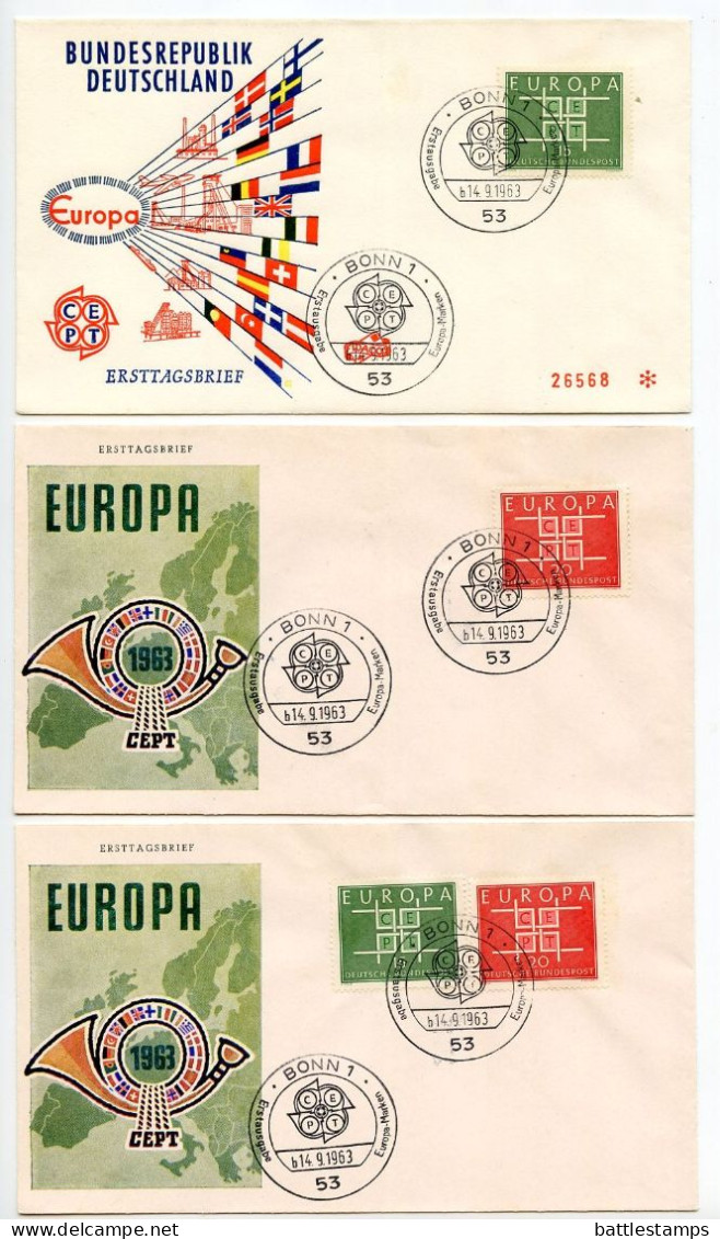 Germany, West 1963 3 FDCs Scott 867-868 Europa - 1961-1970