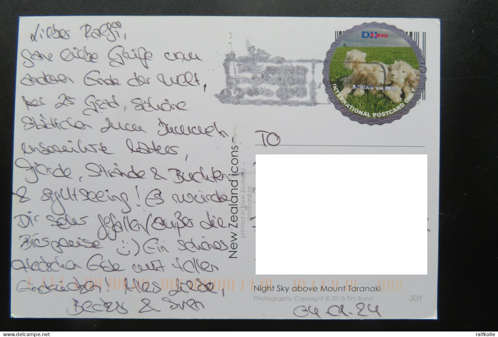 New Zealand Card With Sheep Stamp From DXMail - Fattoria