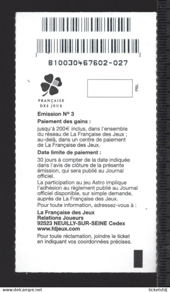 Grattage FDJ - Le Ticket ASTRO 81003 Ou 81101 Au Choix - FRANCAISE DES JEUX - Lottery Tickets