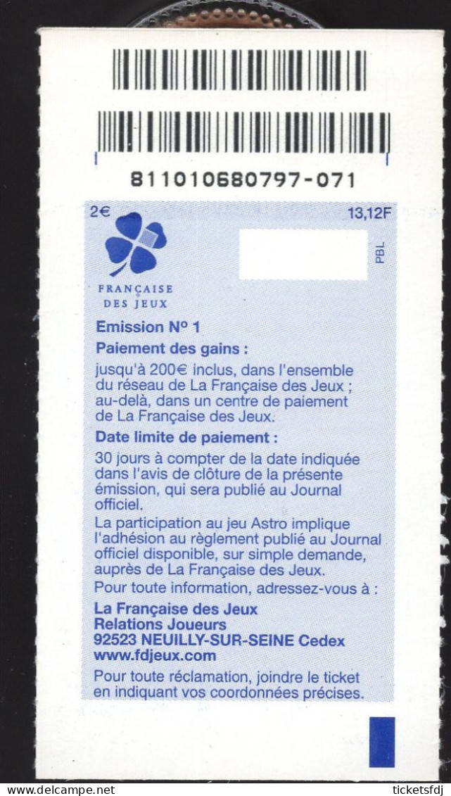 grattage FDJ - le ticket ASTRO 81003 ou 81101 au choix - FRANCAISE DES JEUX