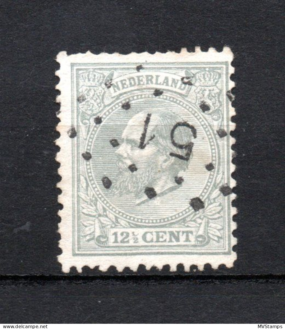 Nederland 1872 Zegel 22 Wilhelm III (dun Plekje) Met Puntstempel 51 (Heerenveen) - Gebruikt