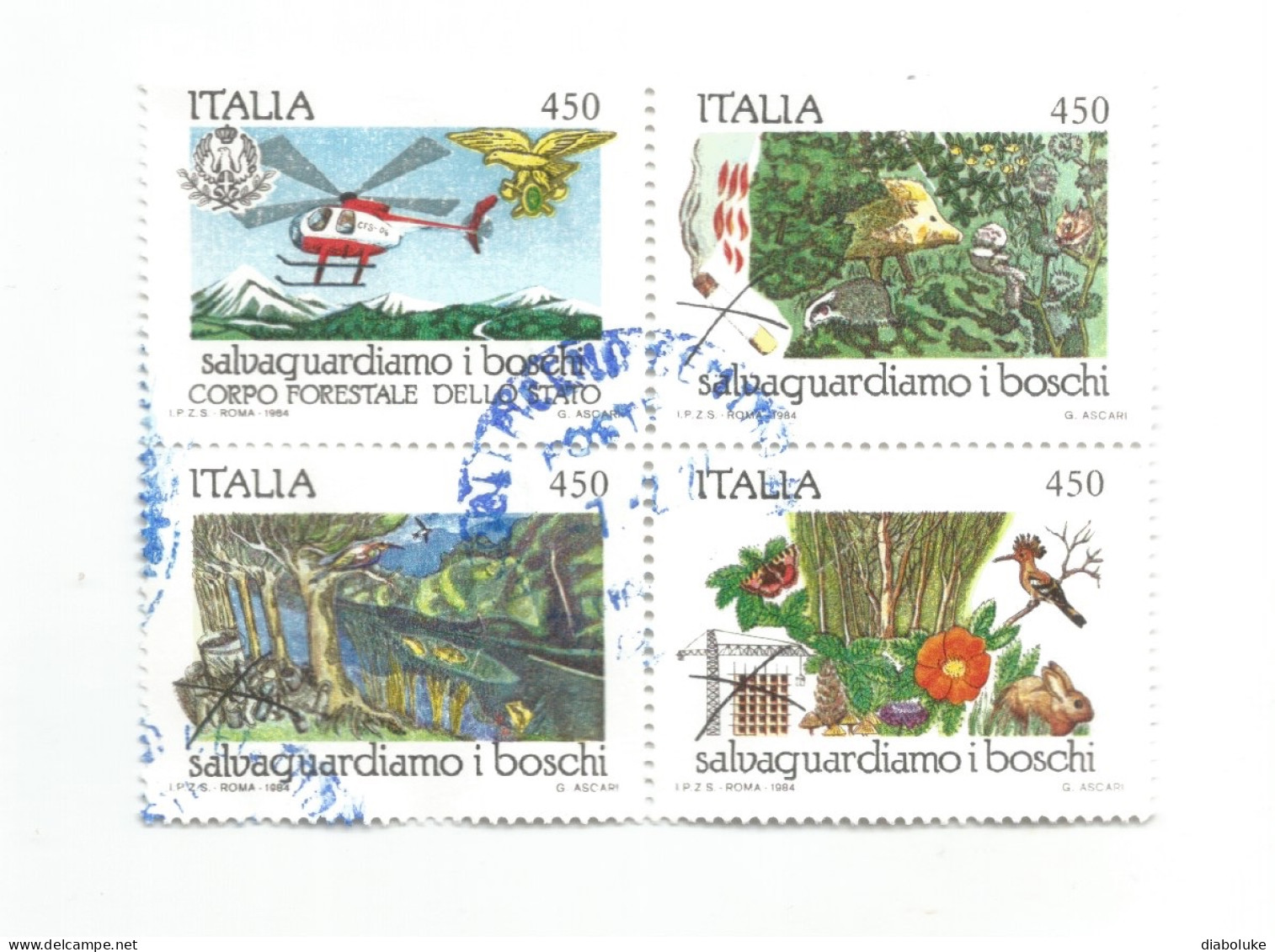 (REPUBBLICA ITALIANA) 1984, SALVAGUARDIA DELLA NATURA - Blocco Di 4 Francobolli Usato - 1981-90: Oblitérés