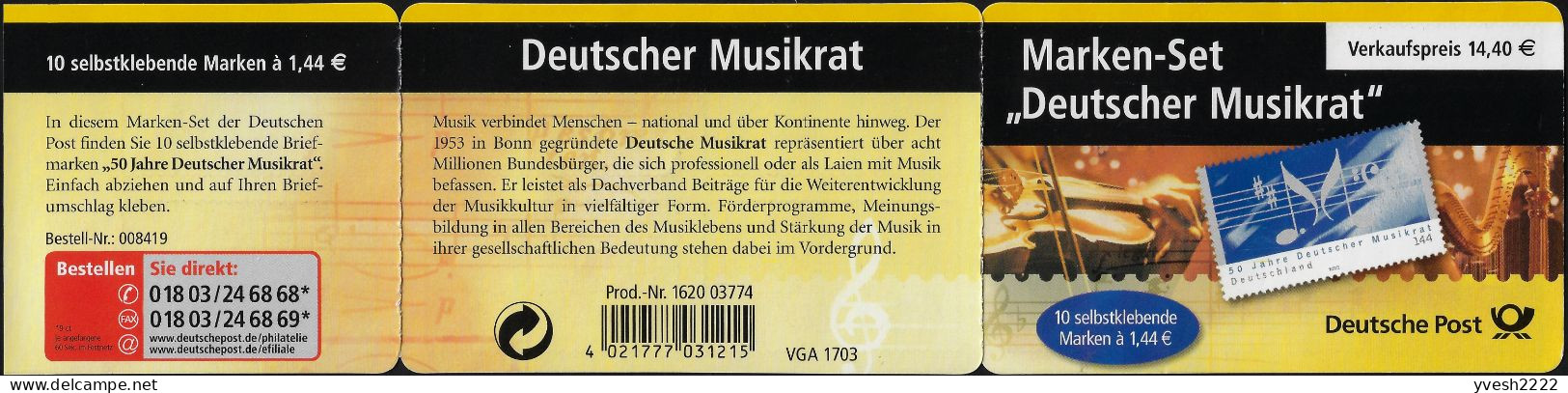 Allemagne 2004 Y&T C2174A Michel MH 54. Conseil Musical Allemand - Music