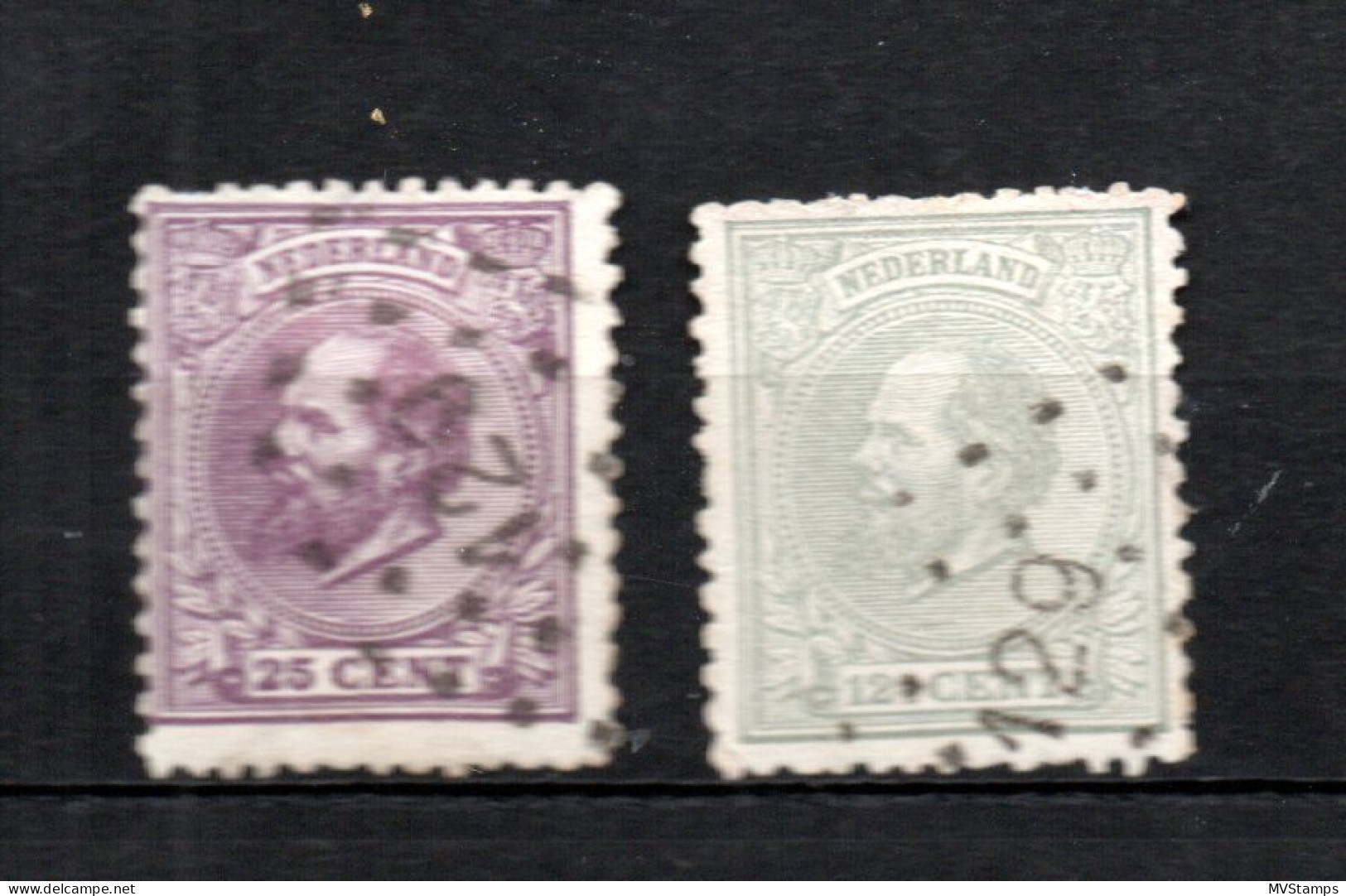 Nederland 1872 Zegel 22+26 Wilhelm III (gebreken) Met Puntstempel 129 (Zeist) - Gebruikt