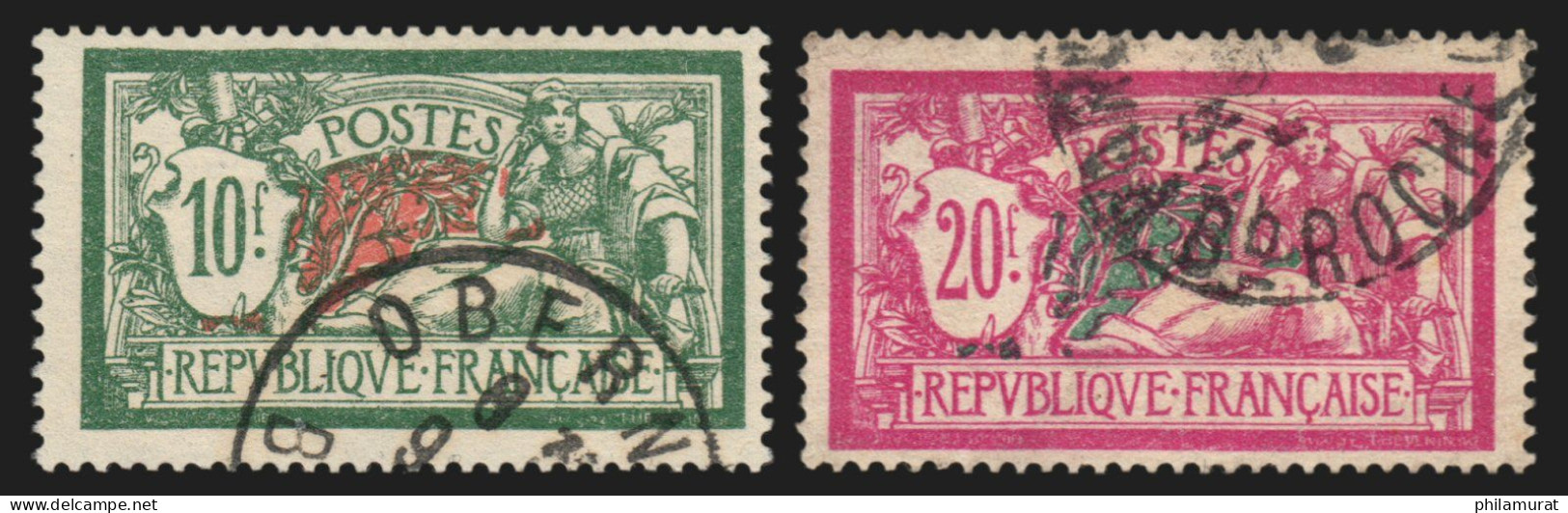 N°207/208, Merson 10fr Vert Et 20fr Lilas-rose, Oblitérés - TB - Gebruikt