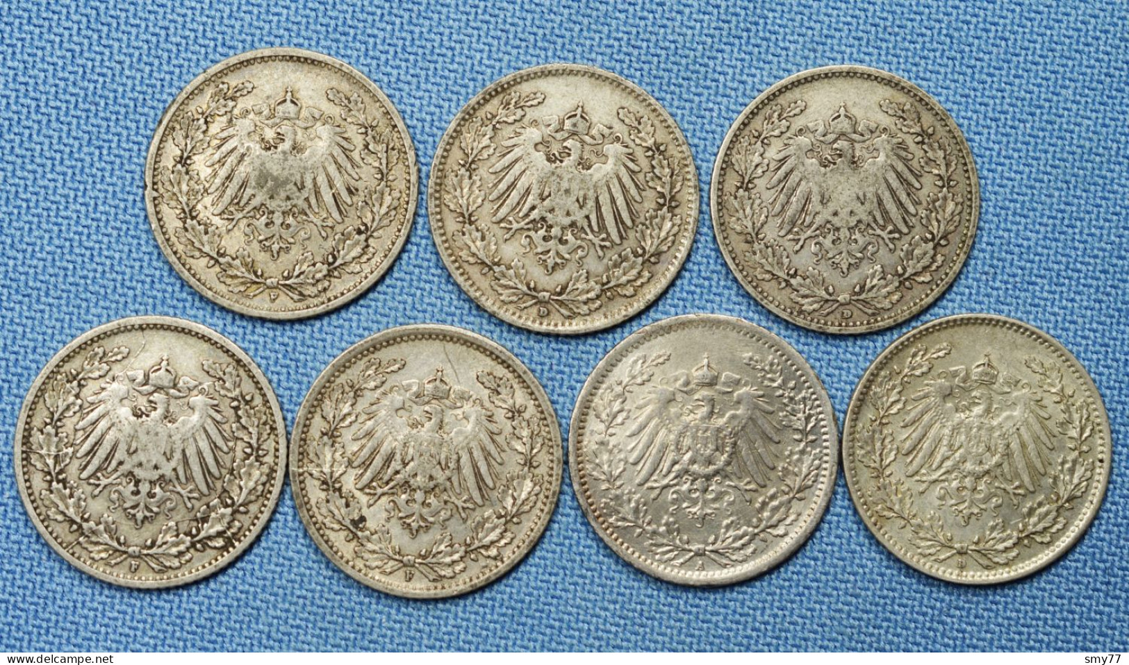 Deutschland / Germany • Lot  7x • 1/2 Mark •  1905 DF  -  1906 DF  -  1913 F  -  1916 AD  • [24-431] - 1/2 Mark