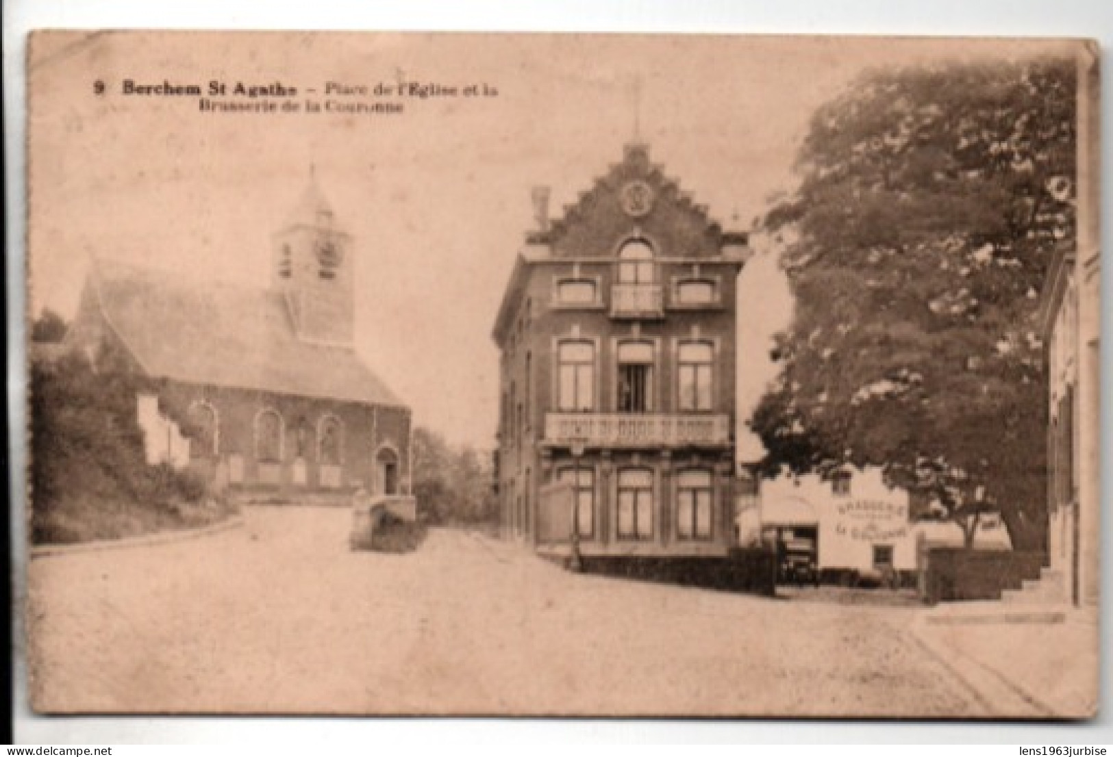 Berchem St Agathe - Place De L' Eglise Et La Brasserie De La Couronne - Pubs, Hotels, Restaurants