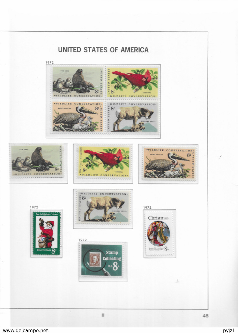 1972 MNH USA  Year Complete According To DAVO Album, Postfris** - Full Years