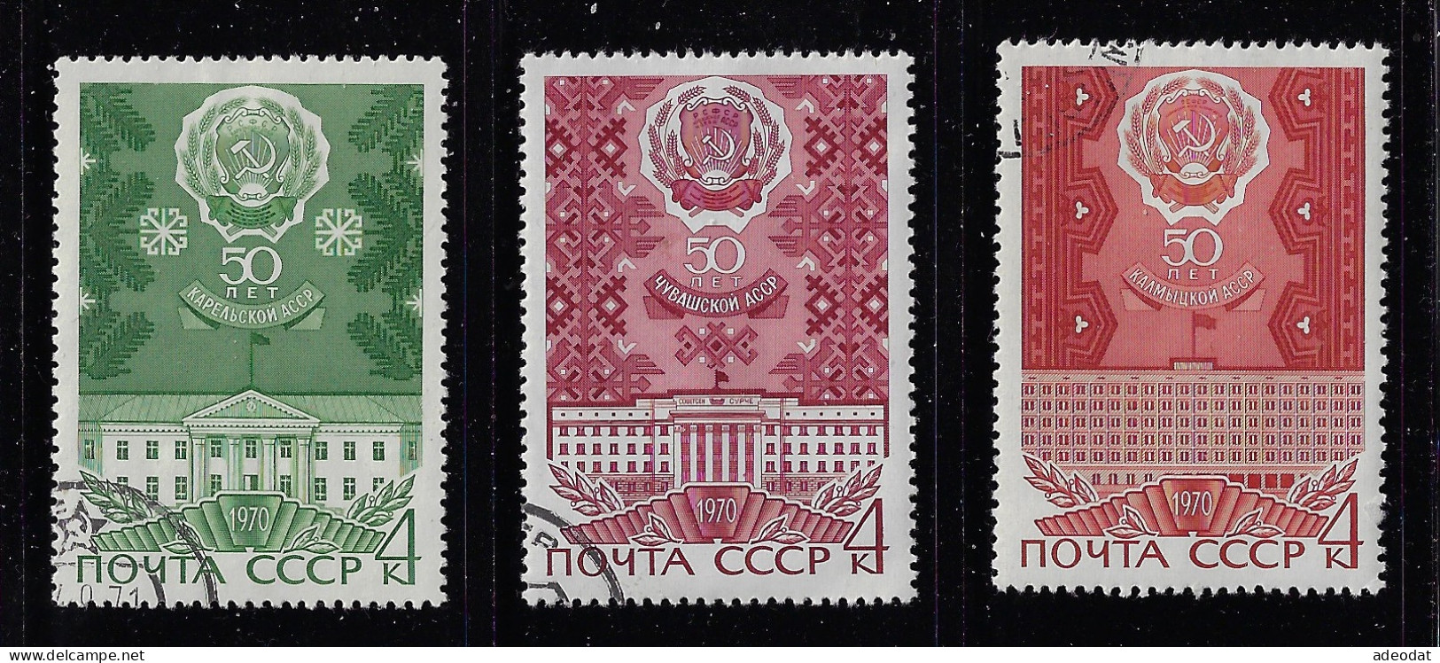 RUSSIA  1970 SCOTT #3739,3741,3744ABC B USED - Used Stamps