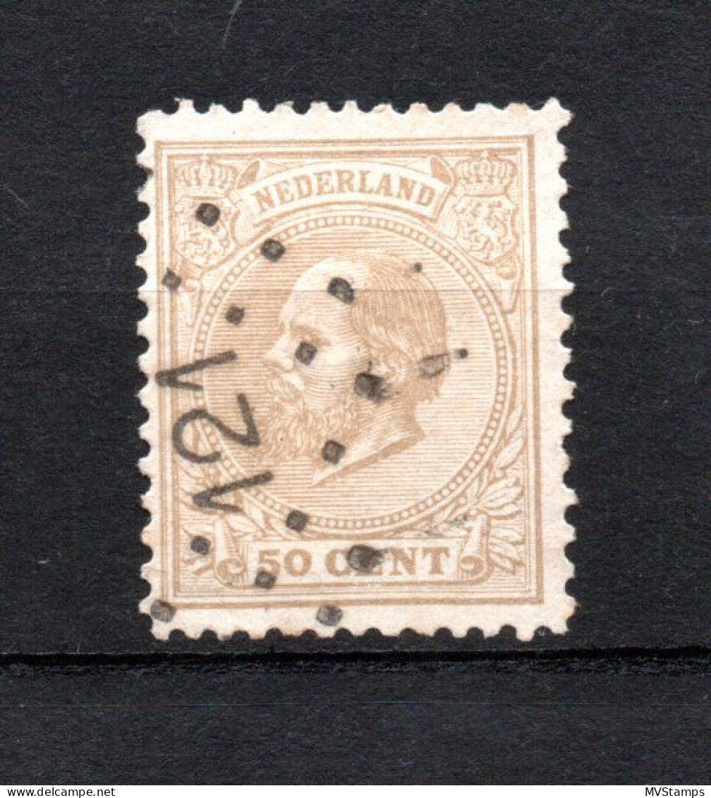 Nederland 1872 Zegel 27 Wilhelm III Met Puntstempel 121 (Willemstad) - Gebruikt