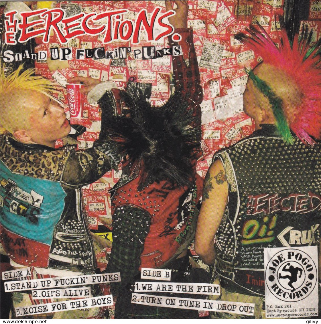 The ERECTIONS :  " Stand Up Fuckin' Punks " - EP Vinyle Bleu - Punk