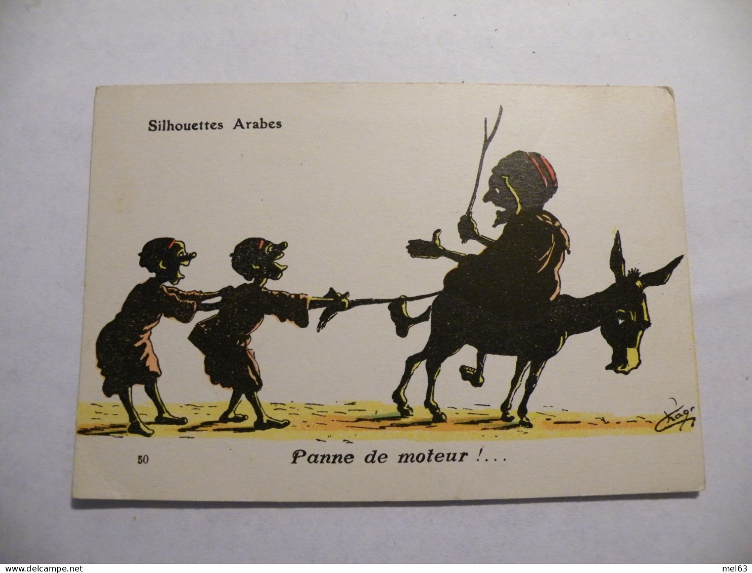 A545 . CPA. Illustrateur. CHAGNY. Silhouettes Arabes. Panne De Moteur!...  Beau Plan Animé. écrite 1937 - Chagny