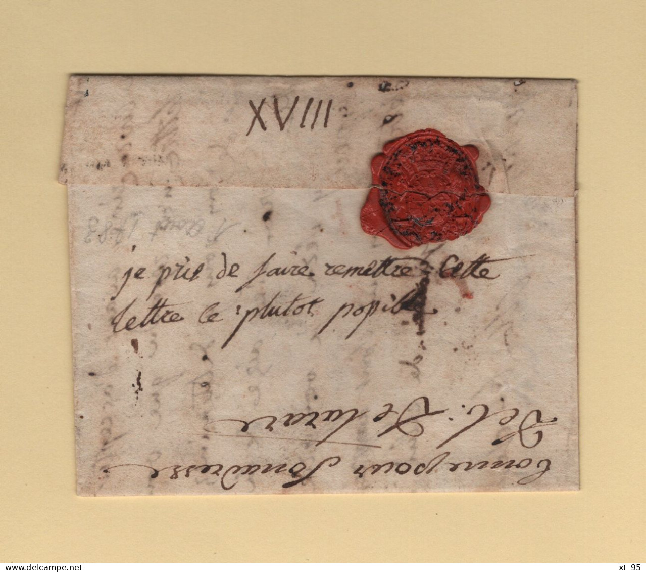 Debourse De Tarare (manuscrit) Sur Lettre De Bethune - 1783 - Rhone - 1701-1800: Précurseurs XVIII