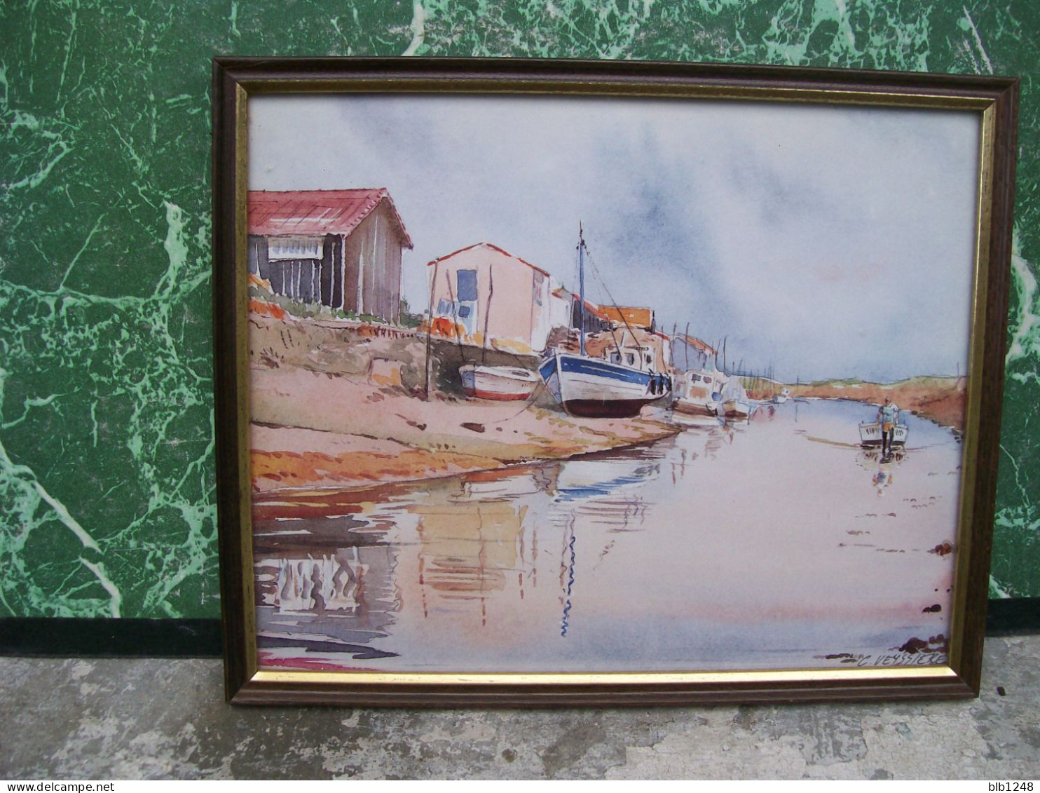 Art & Antiquités > Tableaux > Retour Au Port Aquarelle De Veyssiere - Wasserfarben