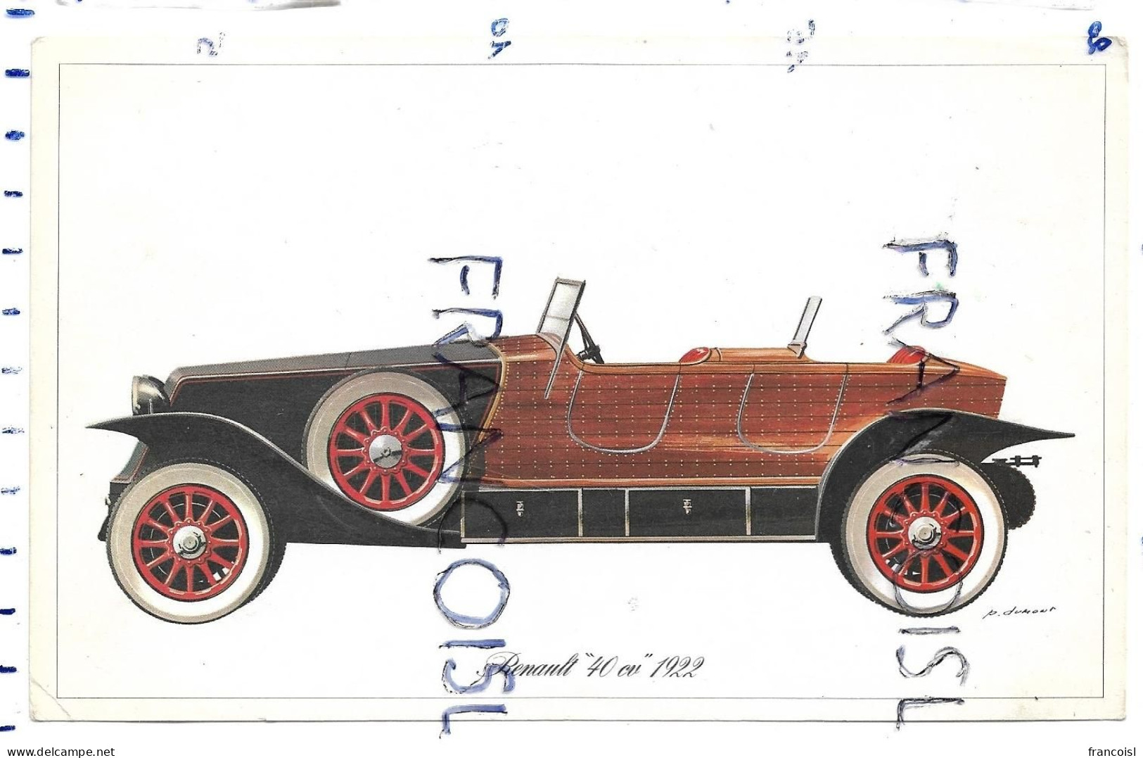 Renault " 40 Cv " 1922. Dessin De P. Dumont - Voitures