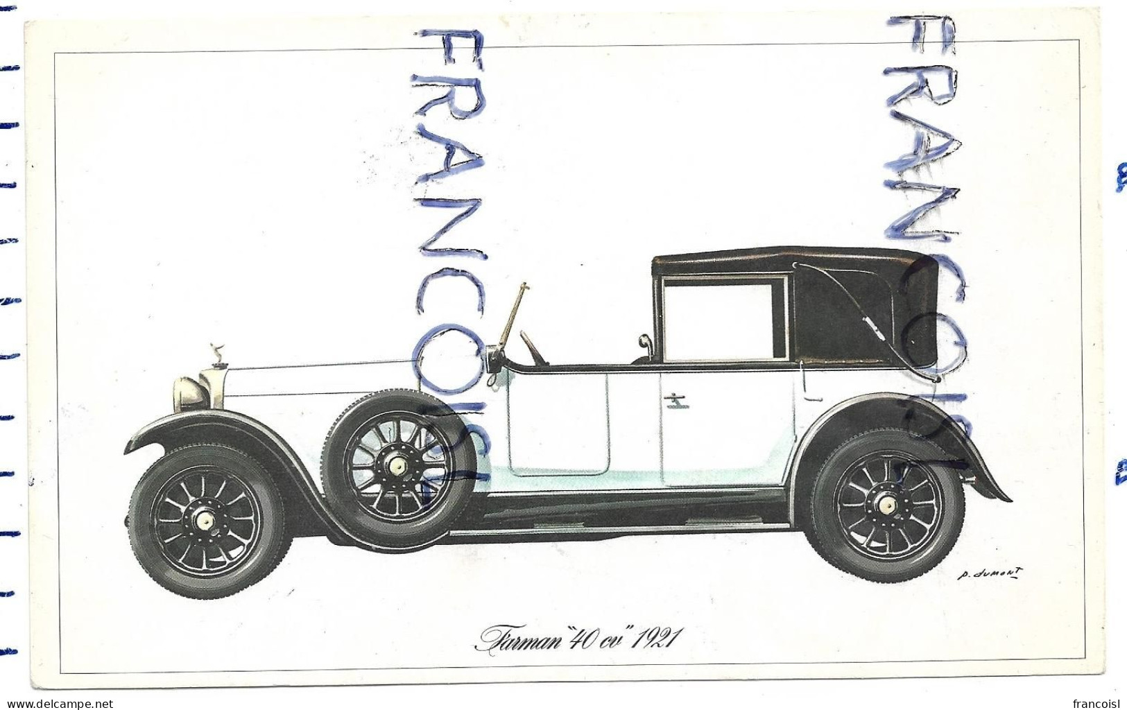 Farman " 40 Cv " 1921. Dessin De P. Dumont - Cars