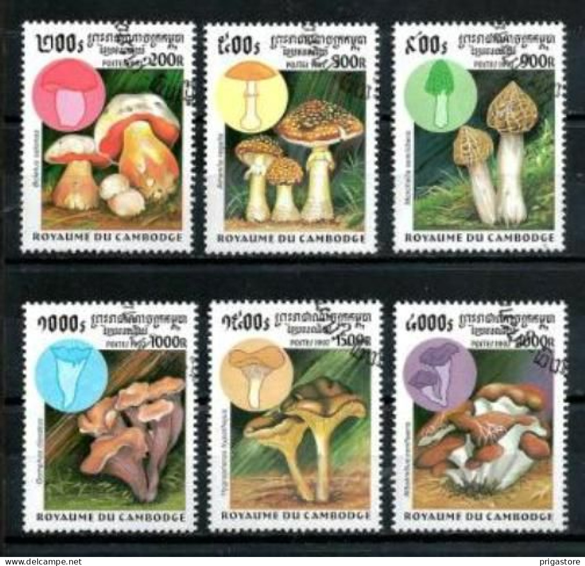 Champignons Cambodge 1997 (8) Yvert N° 1455 à 1460 Oblitérés Used - Hongos