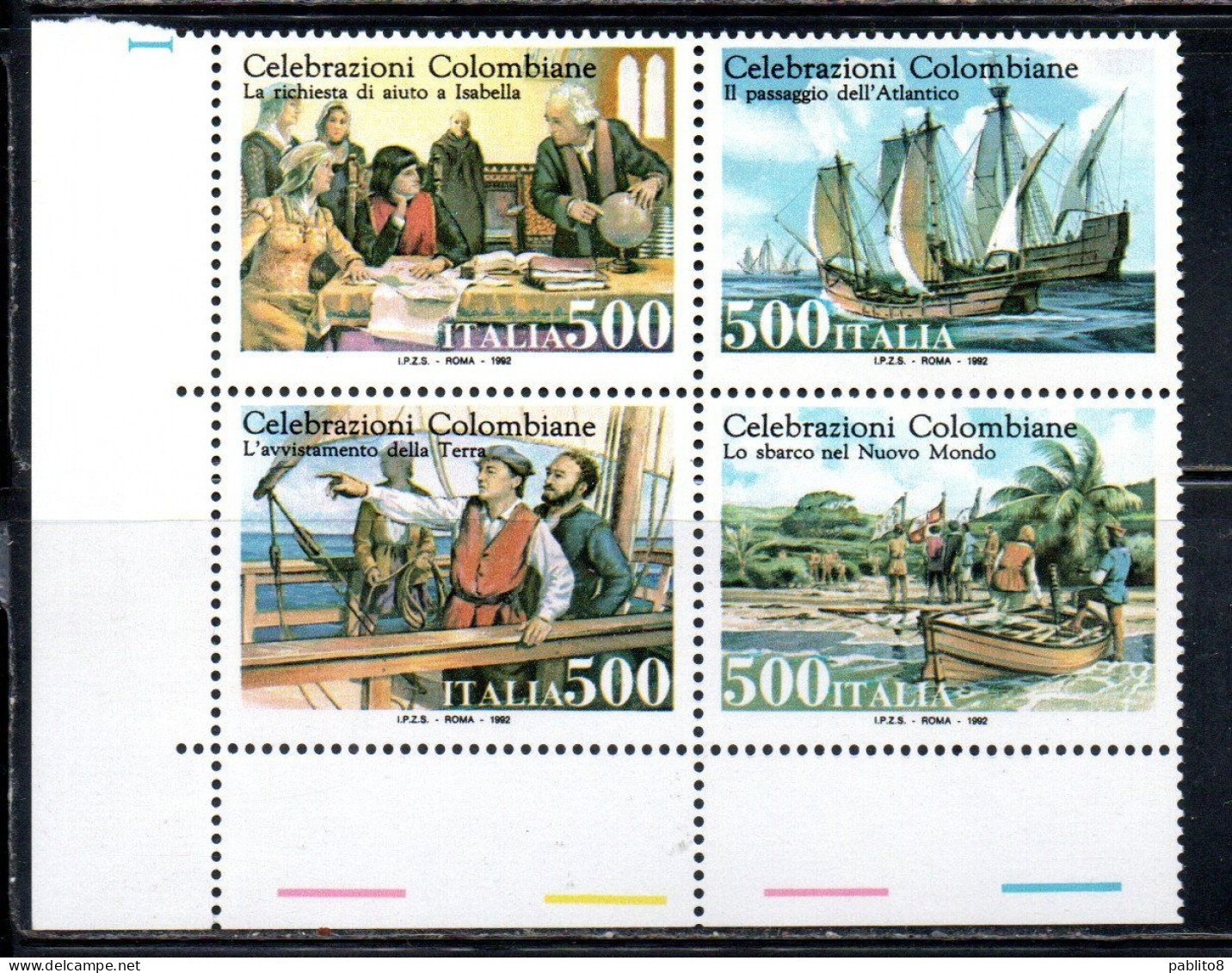 ITALIA REPUBBLICA ITALY REPUBLIC 1992 MANIFESTAZIONI COLOMBIANE SCOPERTA DELL'AMERICA BLOCCO SERIE BLOCK SET MNH - 1991-00: Ungebraucht