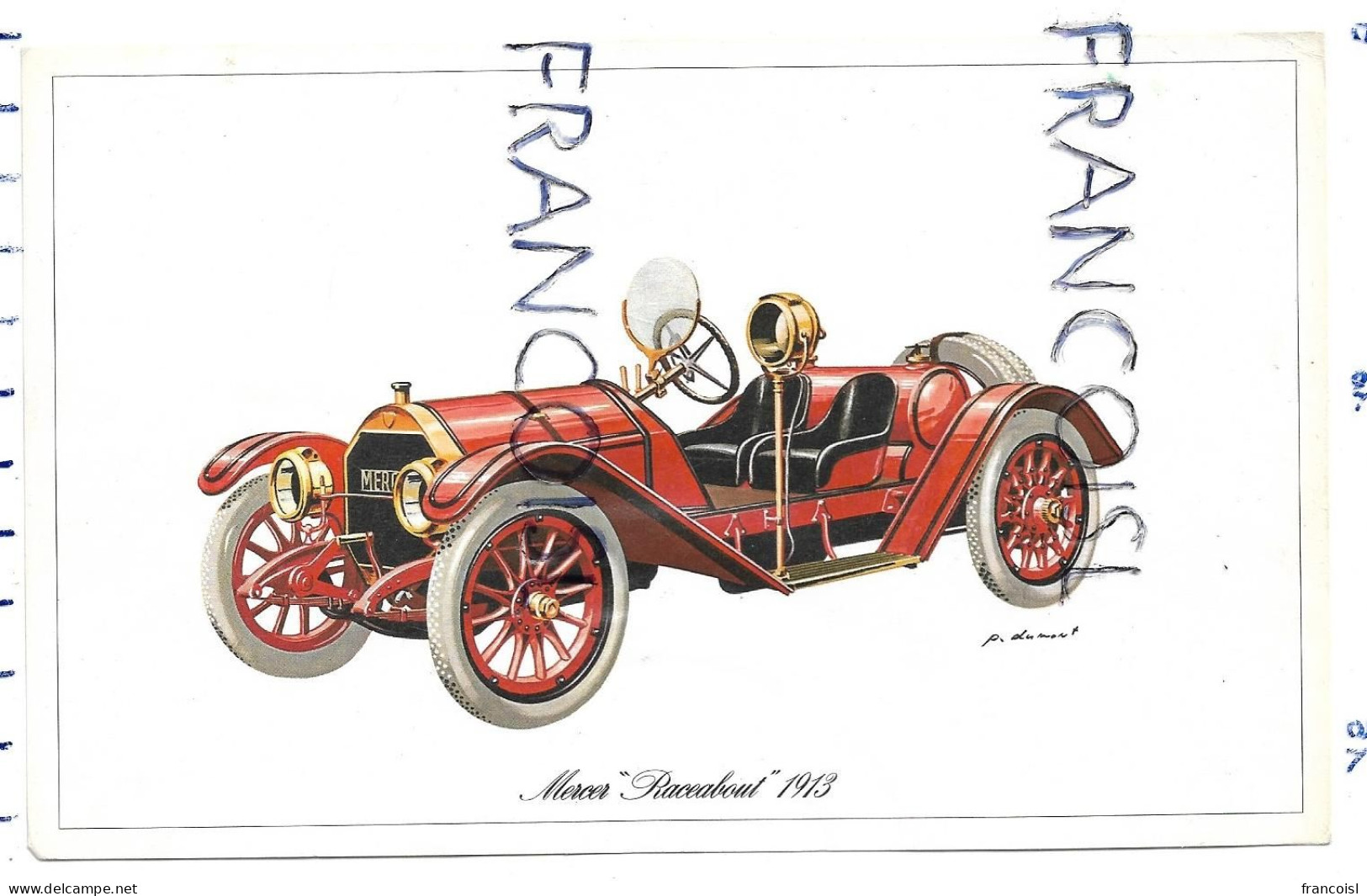 Mercer " Raceabout " 1913. Dessin De P. Dumont - Coches