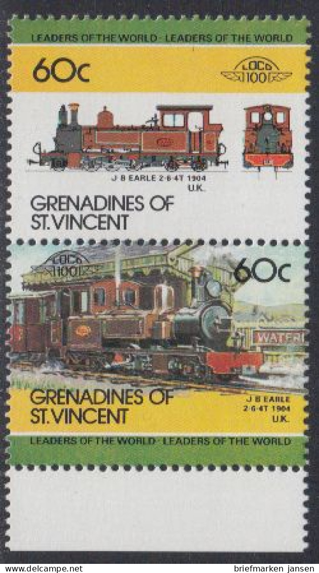St.Vincent-Grenadinen Mi.Nr. Zdr.332-33 Lokomotiven, J.B.Earle (2 Werte) - St.Vincent (1979-...)