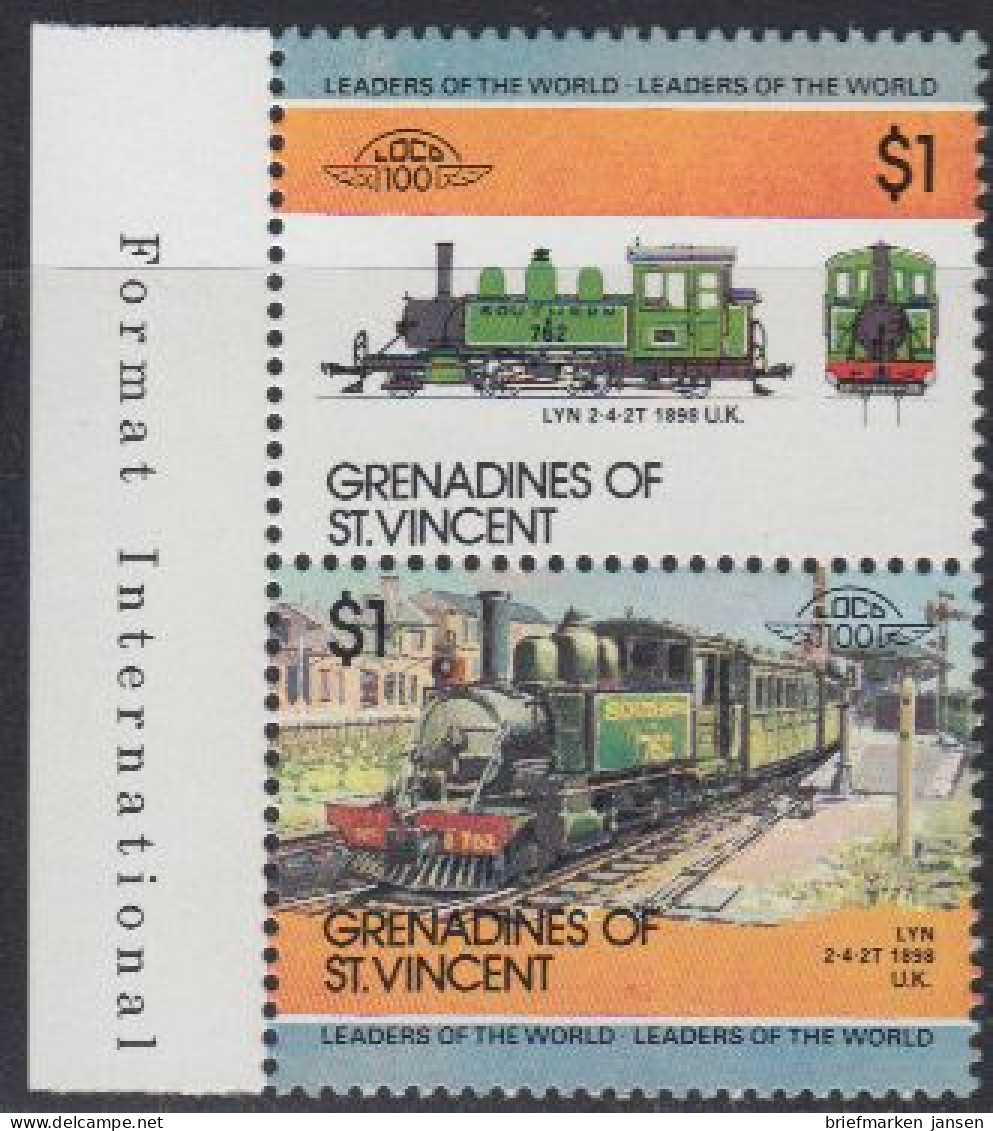 St.Vincent-Grenadinen Mi.Nr. Zdr.334-35 Lokomotiven, Lyn (2 Werte) - St.Vincent (1979-...)